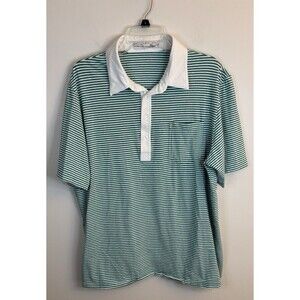 CRIQUT Men’s Green White Striped Short Sleeve Polo XXL Cotton Golf Preppy Casual